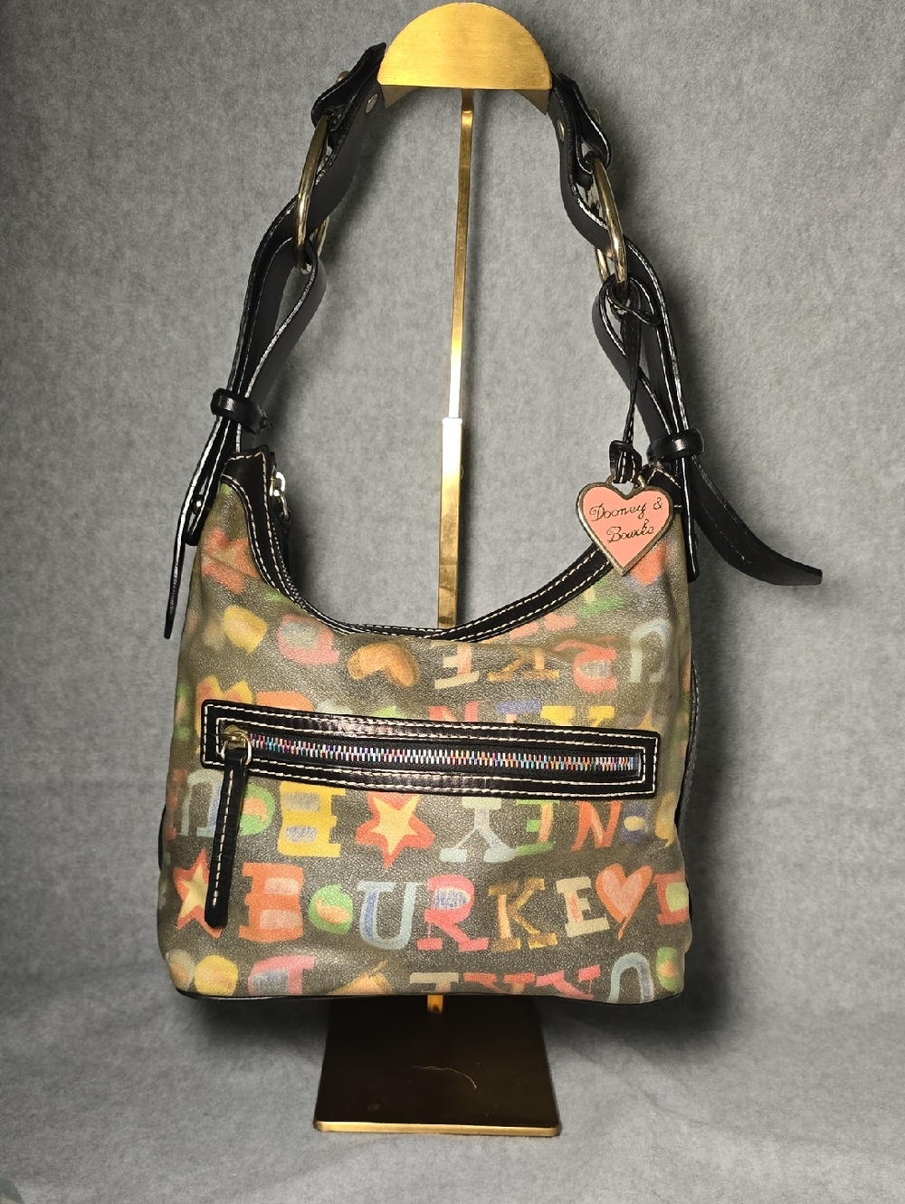 Dooney & Bourke Graffiti Hobo Bag Rainbow Zipper Vintage